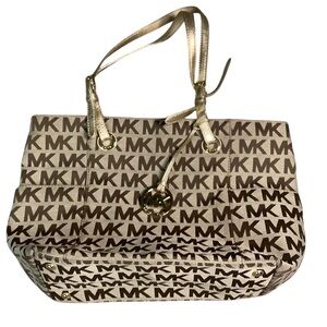 Michael Kors Brown and Gold Monogram Tote